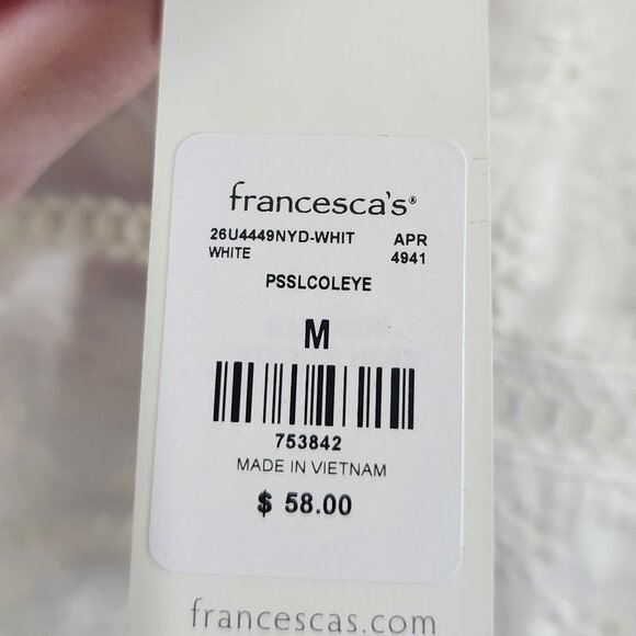 Francesca's Jun & Ivy White Textured Qwinn Eyelet Mini Dress Women's Size Medium - Picture 14 of 16